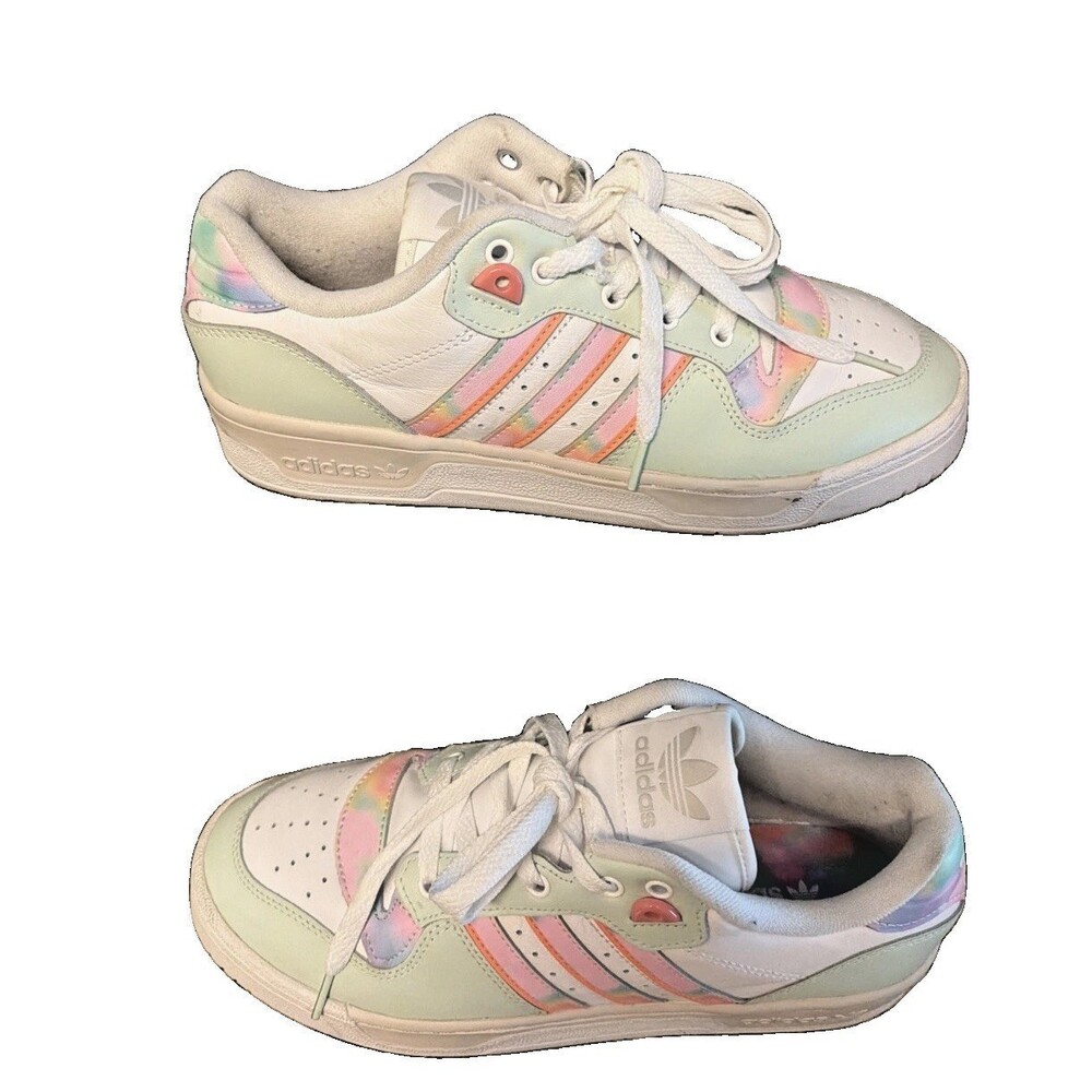 ADIDAS RIVALRY LOW WOMENS FV1270 WHITE/COOL/GRREN SIZE  9.5